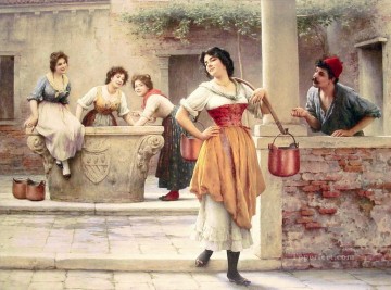 印象派 Painting - 井戸の浮気 ユージン・ド・ブラース 美しい女性 女性